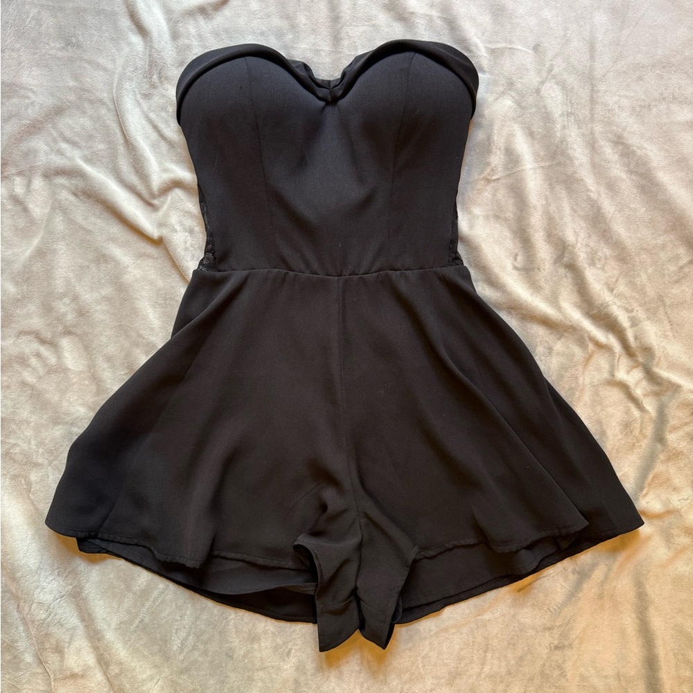 Guess Black Strapless Romper